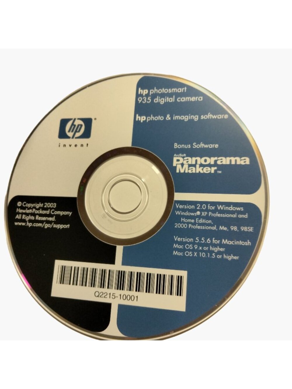 HP Photosmart 935 digital Camera Photo Imaging Software Panorama Maker CD
